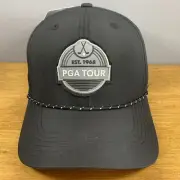 PGA Tour Est. 1968 Hat Black Snap Back Cap Pro Series Rope H78
