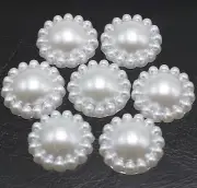 100 Pure White Acrylic Flatback Flower Pearl 12mm Scrapbook Craft