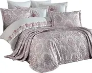 ELART Bed Linen Set Bedspread 220 x 240 cm and 2 Pillowcases 50 x 70 cm | Duvet Cover, Bed Throw, Bedspreads, Jacquard Woven Blanket, Soft and Modern, Pink
