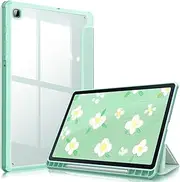 [FINTIE] Hybrid Slim Case for Samsung Galaxy Tab S6 Lite 10.4 Inch 2024/2022/2020 with S Pen Holder, Shockproof Cover with Clear Transparent Back Shell, Green