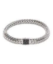 John Hardy Sterling Silver Icon Bracelet with Pave Black Sapphire, 7.5mm