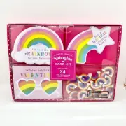 Elum Valentine’s Day Kit Magical Rainbows Cards +Envelopes +Erasers 24 Ct NEW