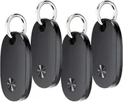 Air Tags-4 Pack, Bluetooth Tracker Works with Apple Find My APP (iOS Only), Key Finder and Item Locator Smart Tag with Protective Case/Key Ring/Lanyard，4Black