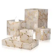 Handmade White Agate Stone Bathroom Set For Picas Luxury Bathroom Accessories