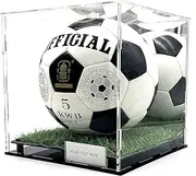 Acrylic Full Size Display Case Stand Box for Sports Memorabilia Collectibles Autograph Square Shoes (Soccer Ball Turf Grass)