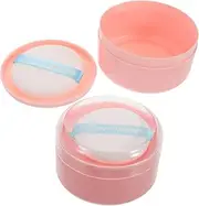 2pcs Baby Portable Powder Container Decorative Bear Shape Powder Puff Box for Travel Home