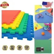 4-Pack Interlocking EVA Foam Floor Tiles - Colorful Play Mat & Exercise Flooring