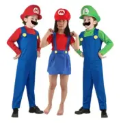 Kids Cosplay Super Mario Costumes Outfit Party Fancy Dress Jumpsuit