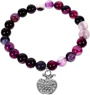 [HONMEET] Unique Gemstone Stretchy Bracelet Amethyst Charm Bracelet for Women Girlfriend