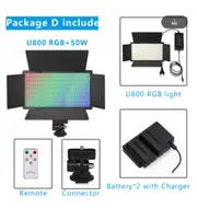 U800 RGB Photo Light LED Photo Studio Light Camera Phone Video Recroding RGB Panel Lamp LED Vdieo Light for YOUTUBE Tiktok LIVE U800-LBC 2 Battery