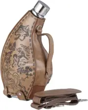 53 Oz Wolf Pattern Horn Shape Large Capacity Whiskey Hip Flasks for Liquor with