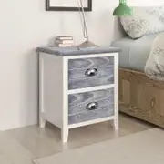 Nightstand 2 pcs with 2 Drawers Grey and White