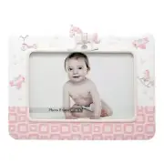 Pink & White Baby Girl Rocking Horse Photo Frame- Keepsake Newborn Gift