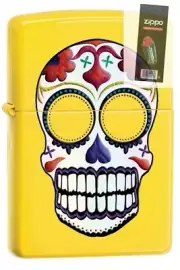 Zippo 24894 skull day of the dead lemon finish Lighter + FLINT PACK