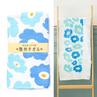 在飛比找PChome24h購物優惠-日本泉州純棉麻紗加厚34*85CM毛巾(大花-淺藍)