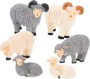 FOYTOKI 6Pcs Mini Sheep Figurines Goat Lamb Statues for Garden Lawn Decor Unique Micro Landscape Accessories for Planters Fairy Garden Decoration