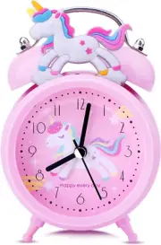 TCJJ Unicorn Clock for Girls,Non-Ticking Girls Pink Alarm Clock,Silent Bedsid...