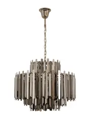 Muse 12 Light Chandelier or Close-To-Ceiling Fitting in Polished Nickel with Smoke Glass