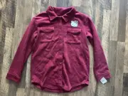 Hello Kitty Long Sleeve Snap Button Shirt Girl's Rumba Red XL New With Tags