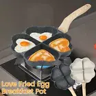 Egg Frying Pan 4-Cup Heart Omelette Pan Non-Stick Egg Skillet with Wooden leAxu