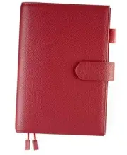 A5 Leather Planner Cover for Hobonichi Cousin, Stalogy, Midori, Red