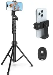 64” Tripod for Cell Phone & Camera, Phone Tripod with Remote and Phone Holder,