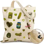 [Miss Adola] Aesthetic Tote Bag - with Magnetic Buckle and Zipper Inner Pocket for Women Lady Cloth Cotton Tote Bag