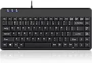 Perixx PERIBOARD-409H Wired USB Mini Keyboard with 2 USB Hubs, Black, US English Layout