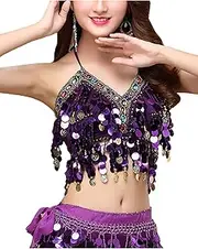 [Legou] Women's Belly Dance Sequin Beaded Bra Top