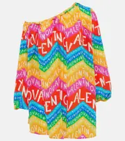 [Valentino] Valentino Valentino Chevron 24 silk minidress AU 18 multicoloured