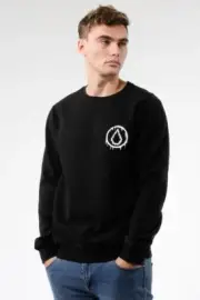 Volcom Reload Crew Mens Washed Black jumper pullover stone Small Medium