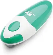 [Kitchen Mama] Electric Can Opener: Open Your Cans with A Simple Push of Button - Smooth Edge, Food-Safe and Battery Operated Handheld Can Opener(Teal Green)