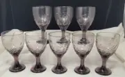 Vintage Libby Garden Vine Purple Goblets Set Of 8 Excellent Condition