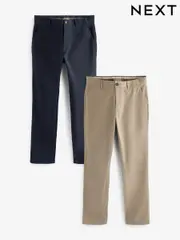 Navy Blue/Stone Slim Fit Stretch Chino Trousers 2 Pack (114199) | $84