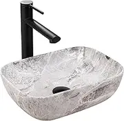 Belinda Countertop Washbasin Mini Stone Matt Wash Basin Hand Wash Basin for Bathroom Made of High-Quality Ceramic 25.5 x 37 x 11.5 cm (Imitation Stone)