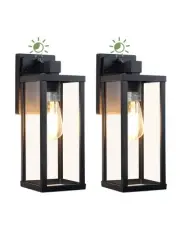 2-Pack Dusk to Dawn Outdoor Wall Light Fixtures, 14'' Die-Casting Aluminum Ou...