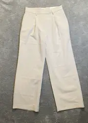 Nicole Miller Pants Womens 10 Mid Rise Wide Leg Dress Suit Trousers Ivory Cream