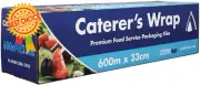 Caters Wrap Plastic Wrap for Food, 600m x 33cm, Clear Cling Wrap for Baked Goods