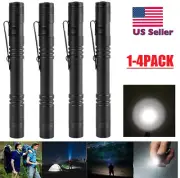 4Pcs LED Pen Flashlight Clip Mini Light Penlight Pocket Portable Torch Lamp USA