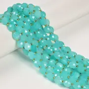 Blue Green Amazonite Color Dyed Jade Faceted Rice Beads 8x10mm 15.5'' Strand