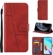 Phone Cover Compatible with Moto Edge 30 Lite,Compatible with Motorola Edge 30 Neo Flip Stand Wallet Magnetic Buckle Card Slot PU Leather Red