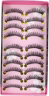 PLAFOPE 10 Pairs Natural False Eyelashes for Ladies Easy Wear No Knots Lightweight