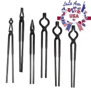 6Pcs Beginner Blacksmith Tongs Blacksmith Forge Tong Tools Set Vise Anvil Forge