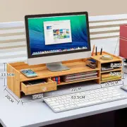 Computer Monitor Holder Stand Wood Rack Office Desktop Table Storage Organizer