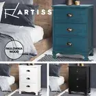 Artiss Bedside Table 3 Drawers Vintage Black Blue White