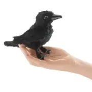 Folkmanis Mini Raven Finger Puppet Plush Toy for Kids Toddler Play Gifts