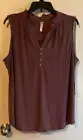 Per Seption Concept Dark Dusty Mauve Sleeveless Notch Neck Top Size XL NWT