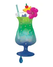 37'' SuperShape Tropical Blue Hawaiian Drink Foil Balloon, Summer Party, Birthda