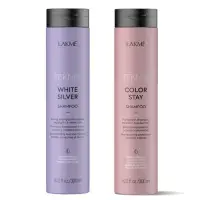 在飛比找Yahoo奇摩購物中心優惠-LAKME 銀白+煥色．洗300mlx2 (矯色+出色洗髮精