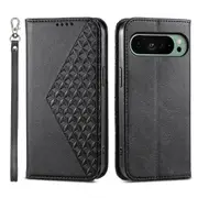 For Google Pixel 9 Case PU Leather+TPU Rhombus Imprinted Wallet Phone Cover